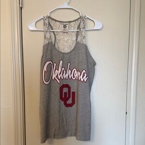 Oklahoma Women's Gray Lace Tank Top
